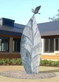 Leaf & Landing Bird - Height 3.8M (12’). Client: NHS Trust, Broomfield Hospital, Chelmsford, Essex. Copyright Chistopher Lisney 2014 - All Rights reserved by DESIGN PROTECT